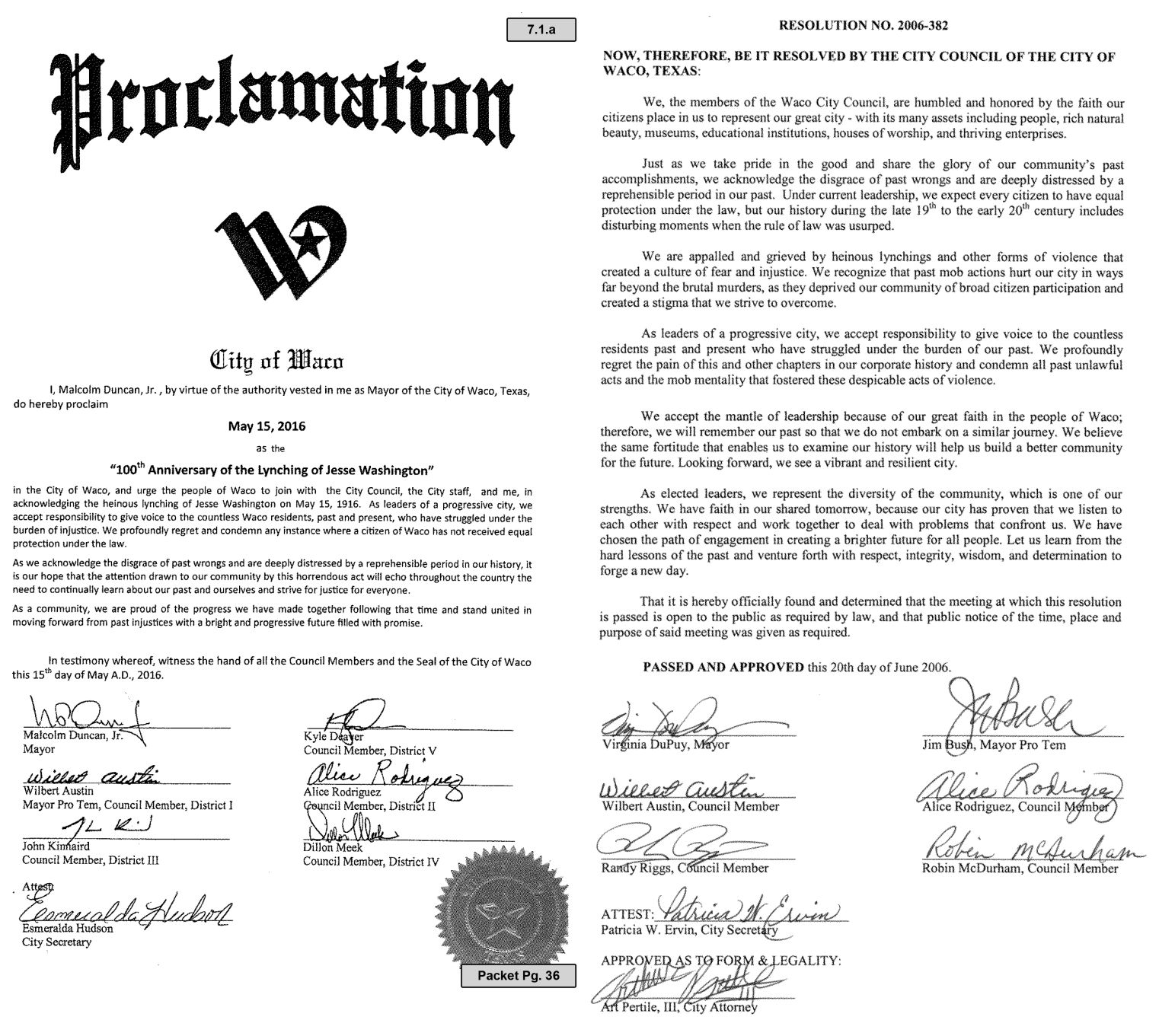 Jesse Washington proclamations
